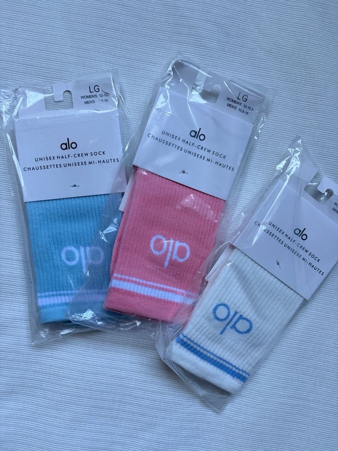 Alo Yoga Unisex Half-Crew Sock Size LG Lot of 3 1
