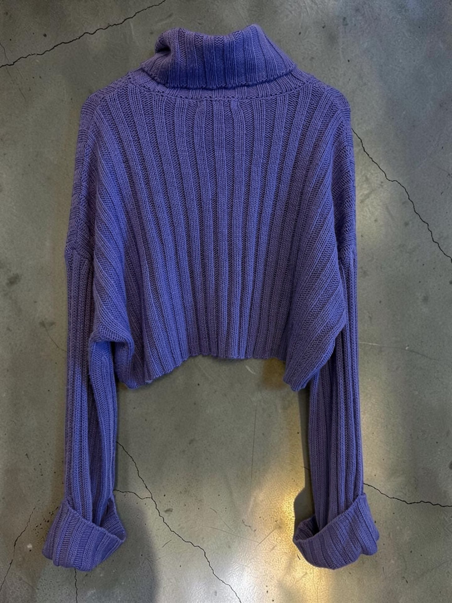 Arizona Jean Co Turtleneck Cropped Sweater Size XXL Purple Ribbed Knit 3