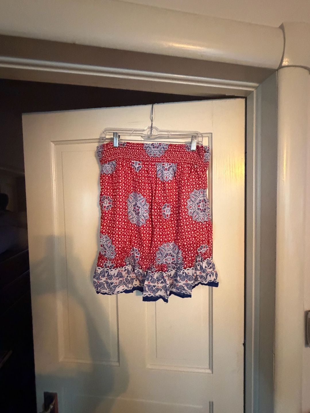 Old Navy Maternity Skirt Size S Red Blue Paisley Boho Cotton 7
