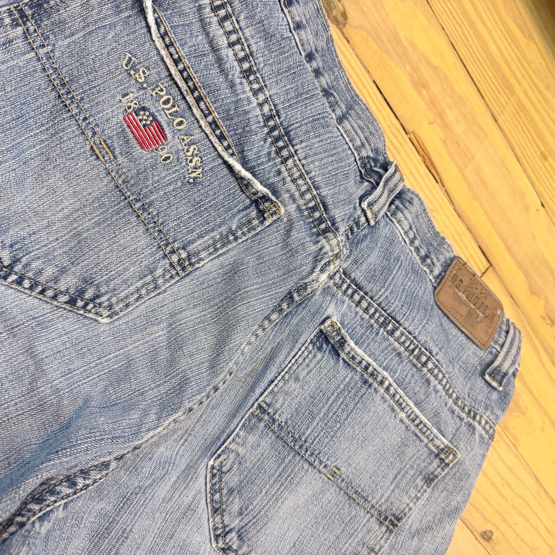 U.S. Polo Assn. Denim Carpenter Shorts Blue Light Wash Y2K 3