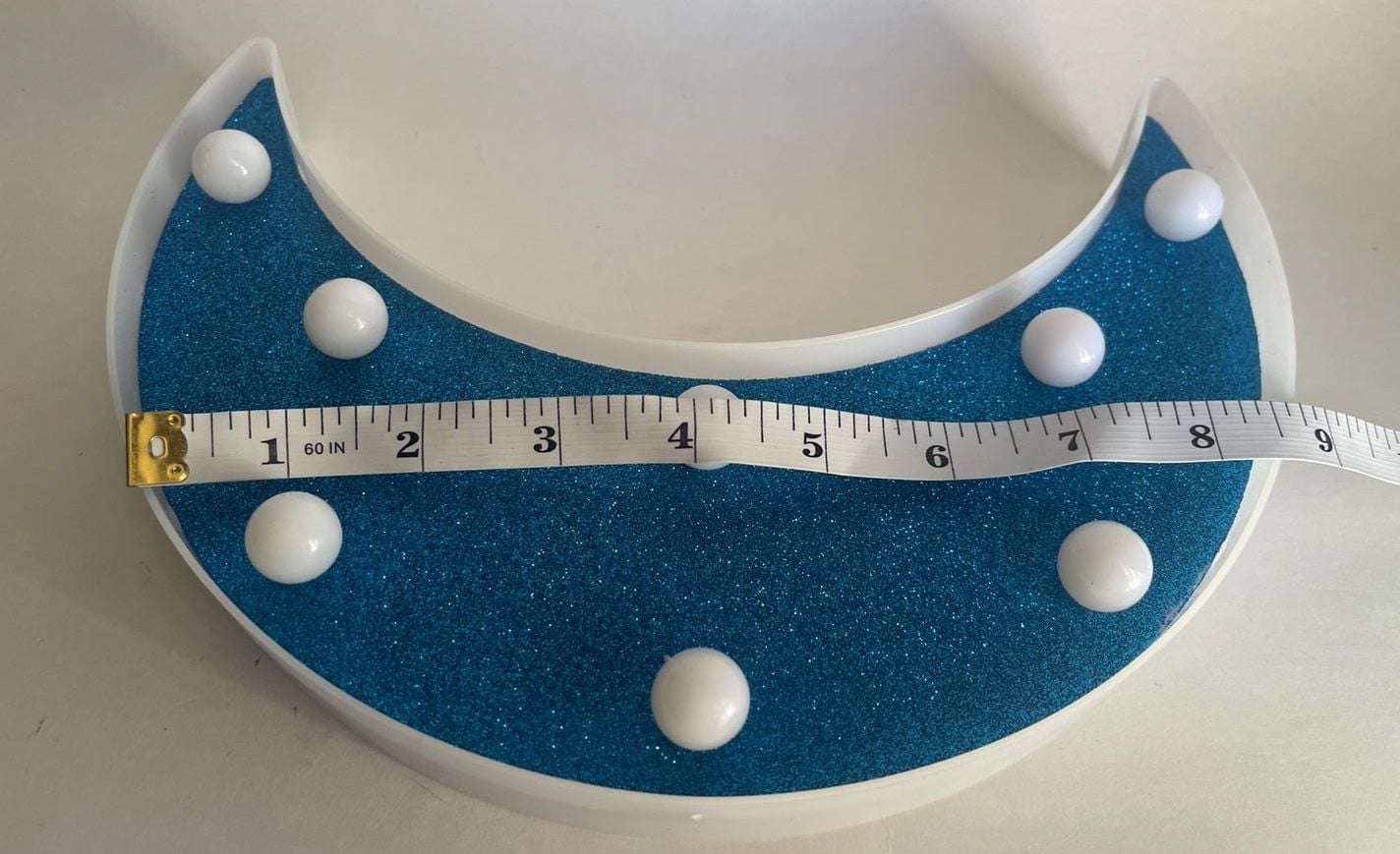 LED Crescent Moon Night Light Blue Glitter Battery Operated Table Decor 7