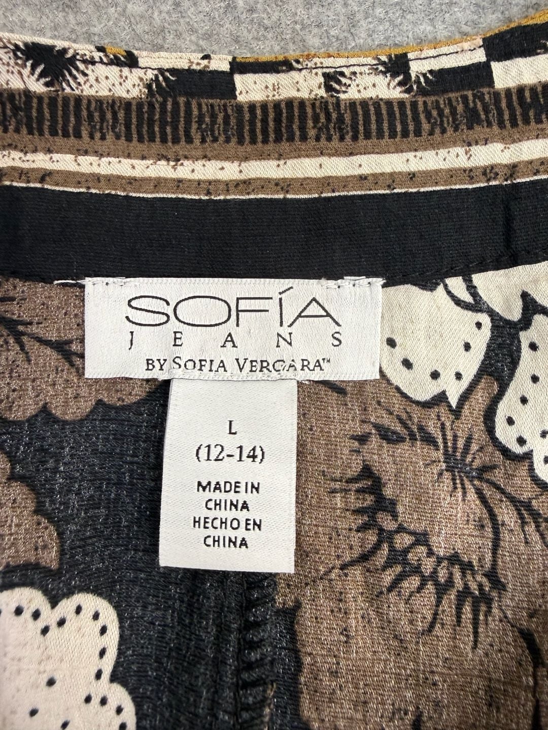 Sofia Jeans Floral Midi Dress Size L Black Tie Back Kimono Sleeve 3