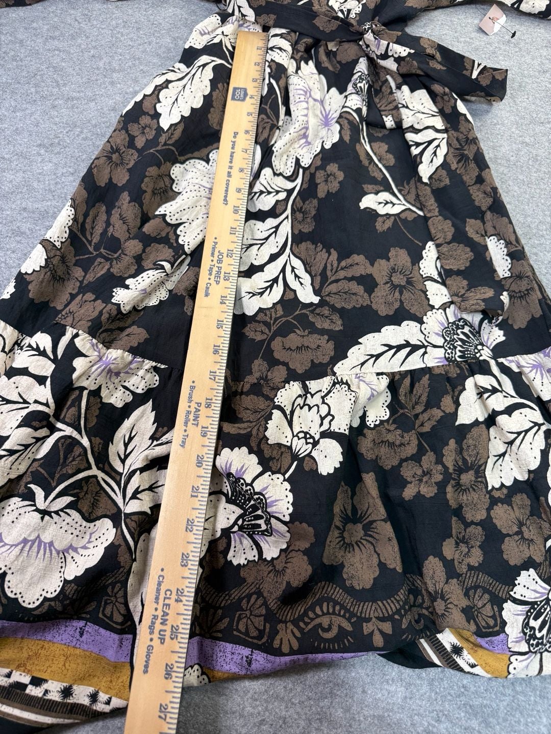 Sofia Jeans Floral Midi Dress Size L Black Tie Back Kimono Sleeve 9