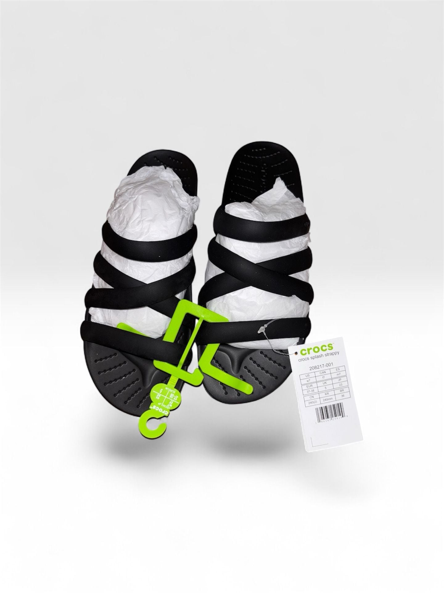 Crocs Splash Strappy Sandals Size W7 Black New with Tags 2