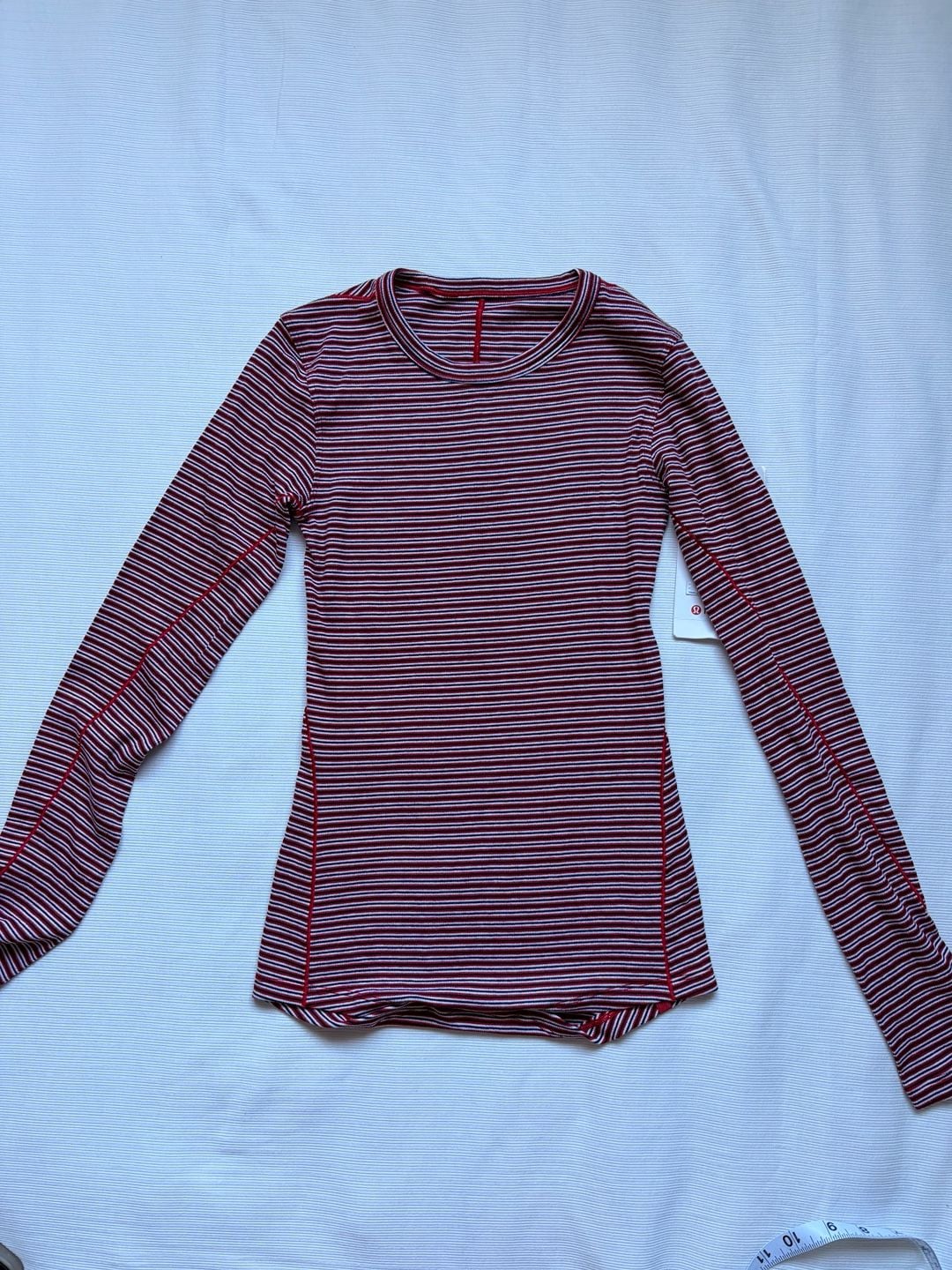 Lululemon Hold Tight Long Sleeve Size 0 Red Stripe 1