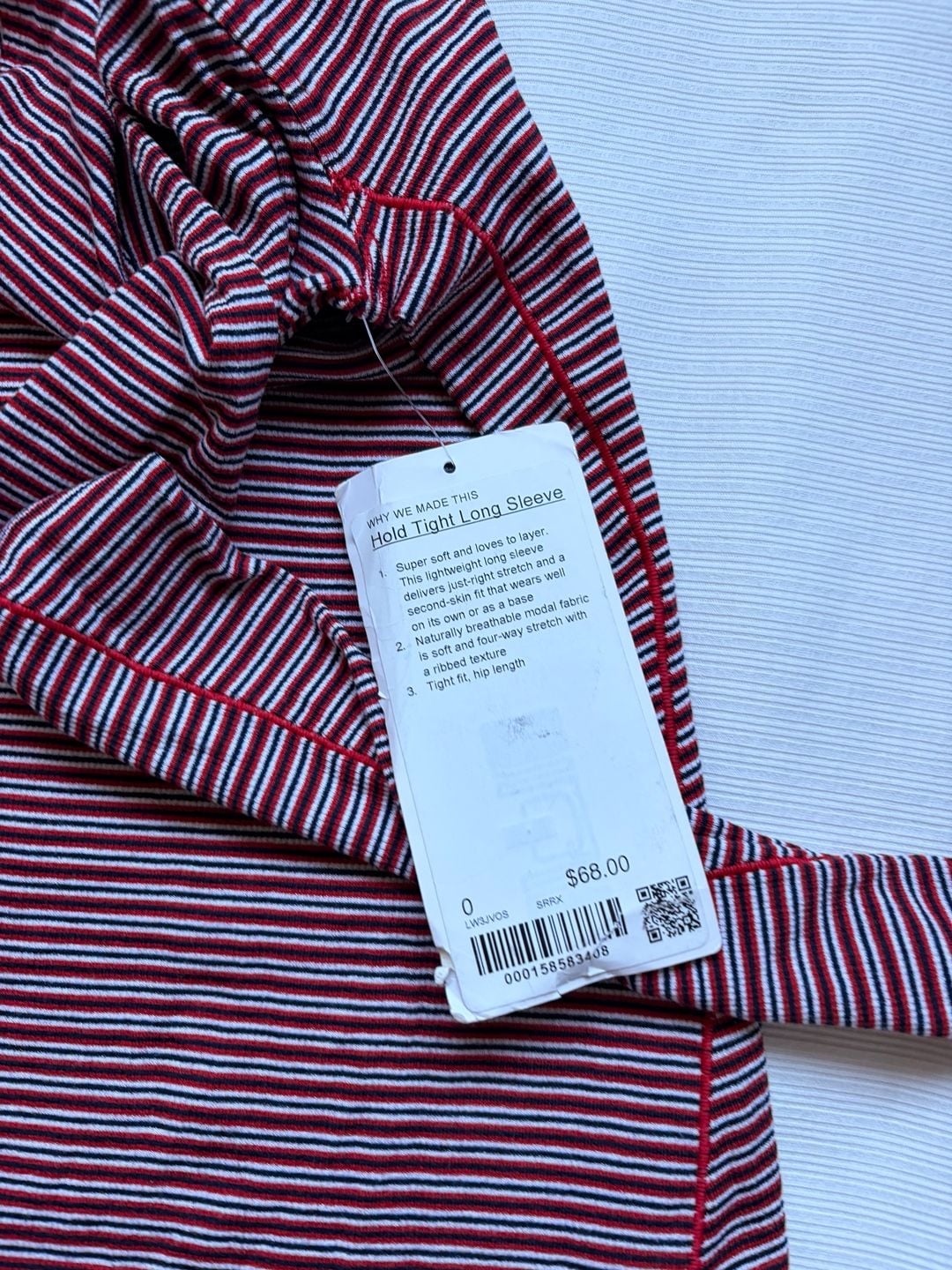 Lululemon Hold Tight Long Sleeve Size 0 Red Stripe 2