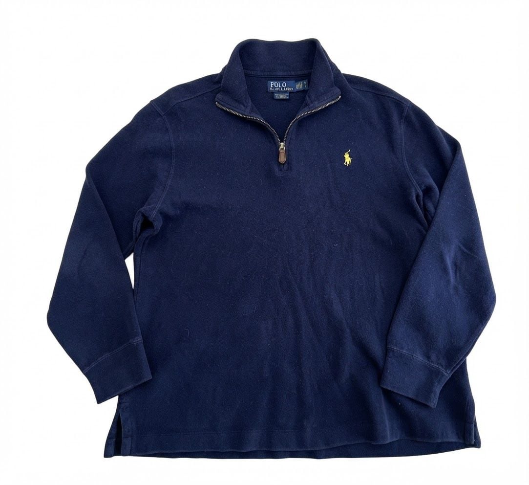Polo Ralph Lauren Estate-Rib Quarter-Zip Pullover Size M Navy 3