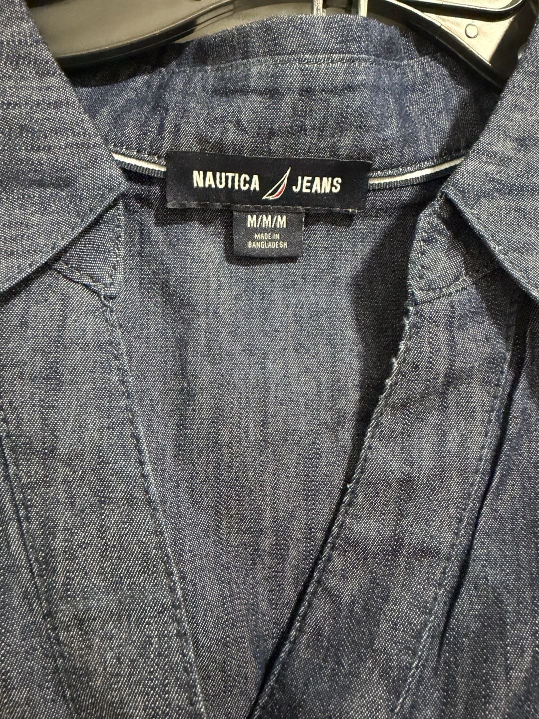 Nautica Jeans Denim Shirtdress Size M Dark Blue Chambray Button Front 4