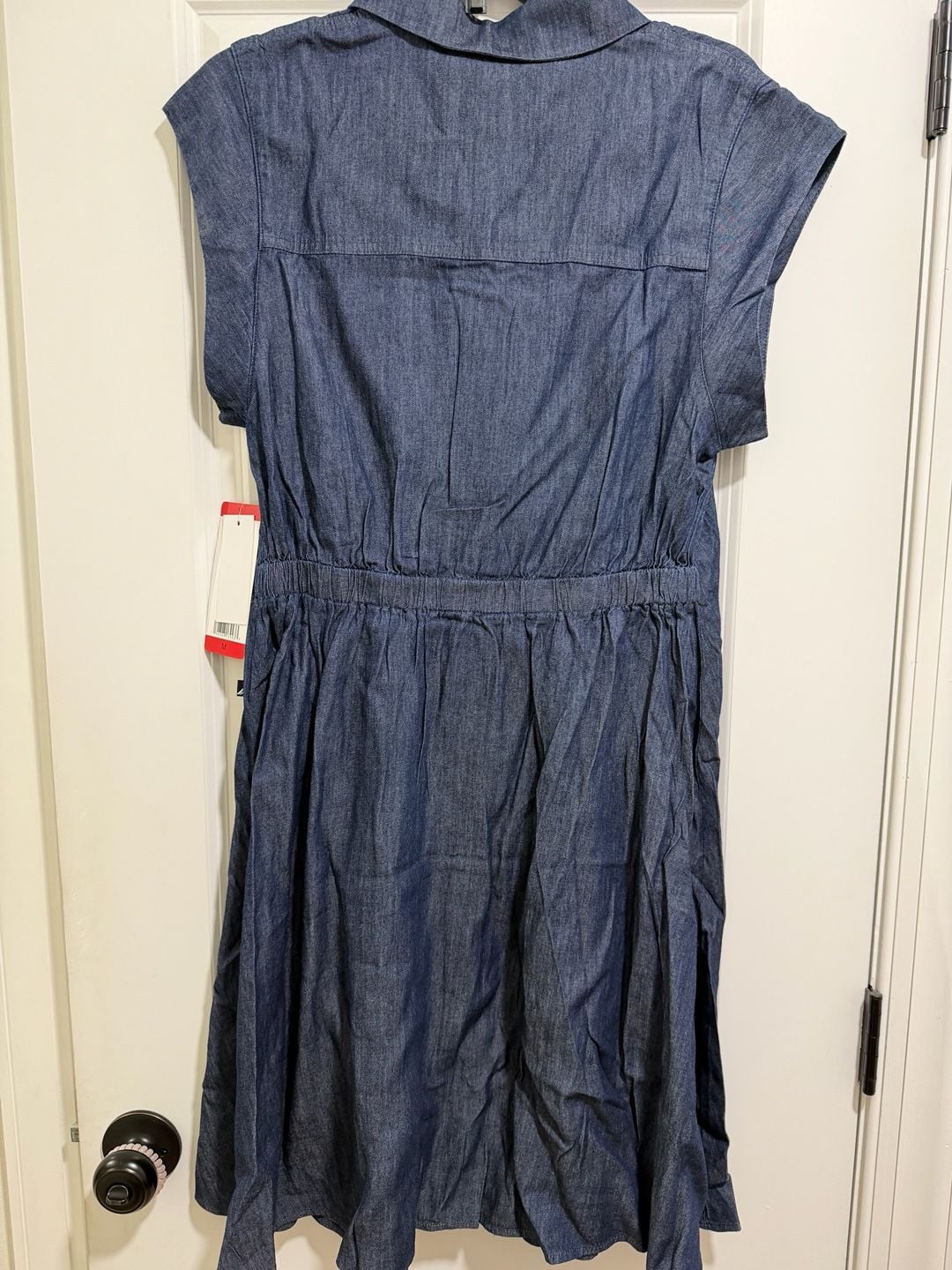 Nautica Jeans Denim Shirtdress Size M Dark Blue Chambray Button Front 5