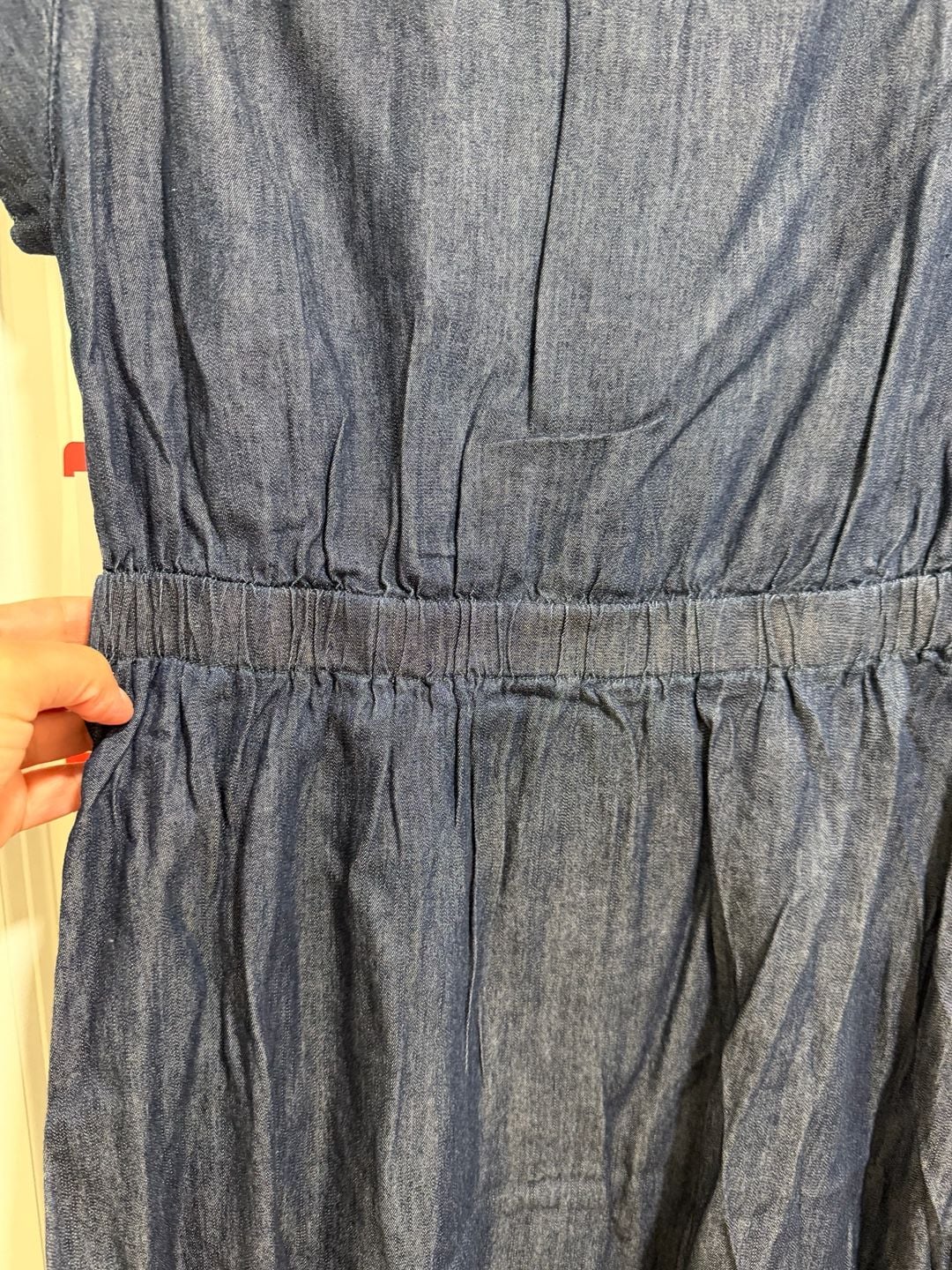 Nautica Jeans Denim Shirtdress Size M Dark Blue Chambray Button Front 6