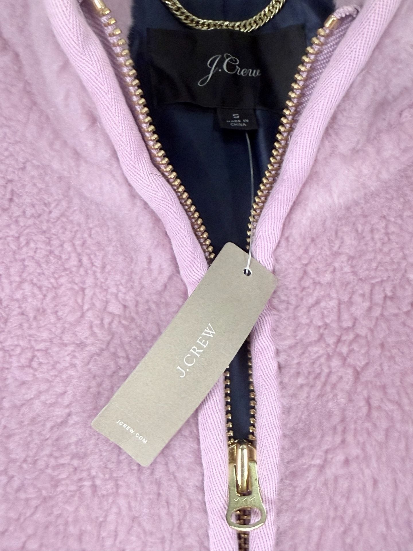 Women’s J.Crew Zip-Up Teddy Fleece Coat Jacket Purple Brand New With tags Sz S 4