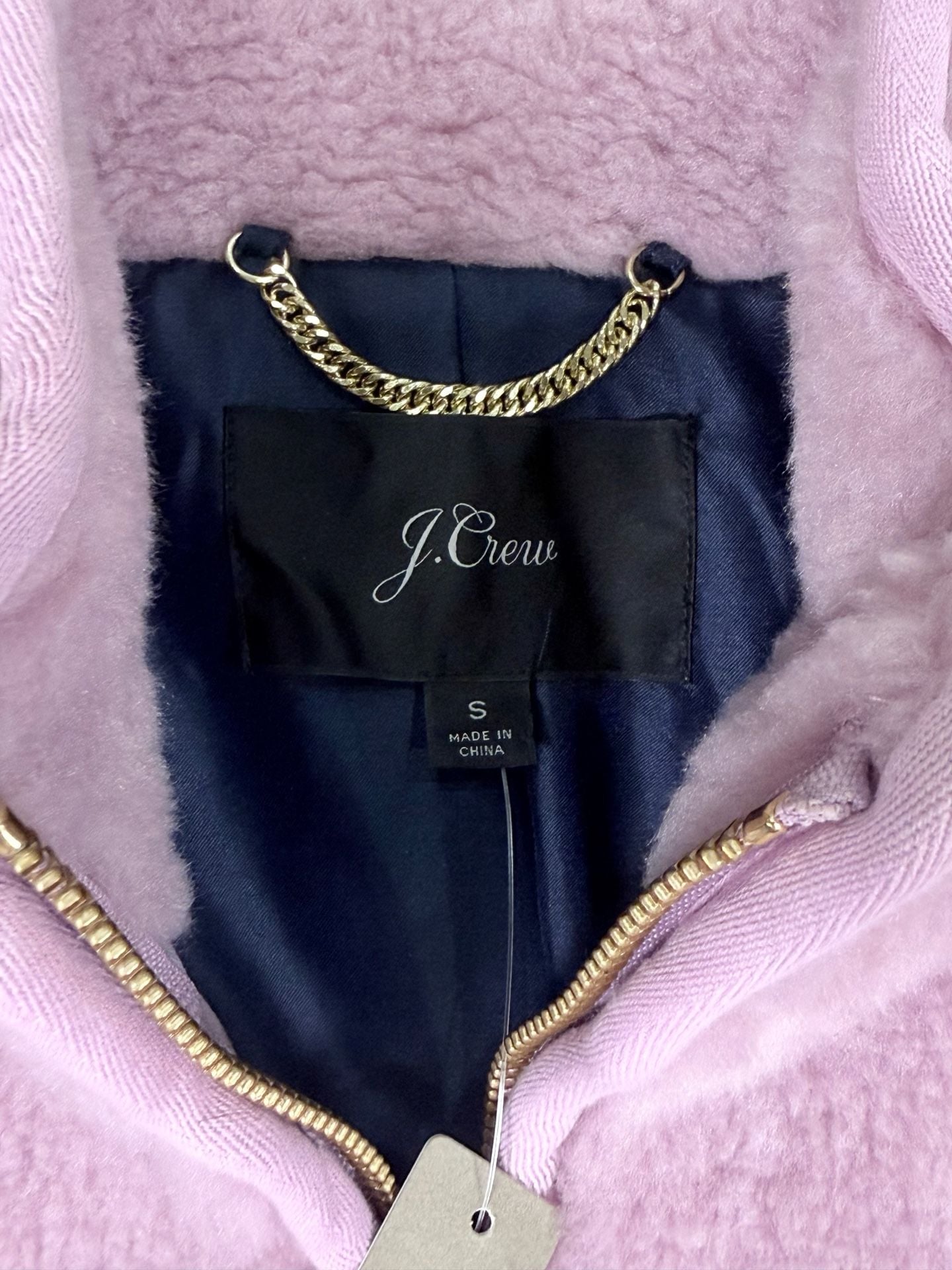 Women’s J.Crew Zip-Up Teddy Fleece Coat Jacket Purple Brand New With tags Sz S 6
