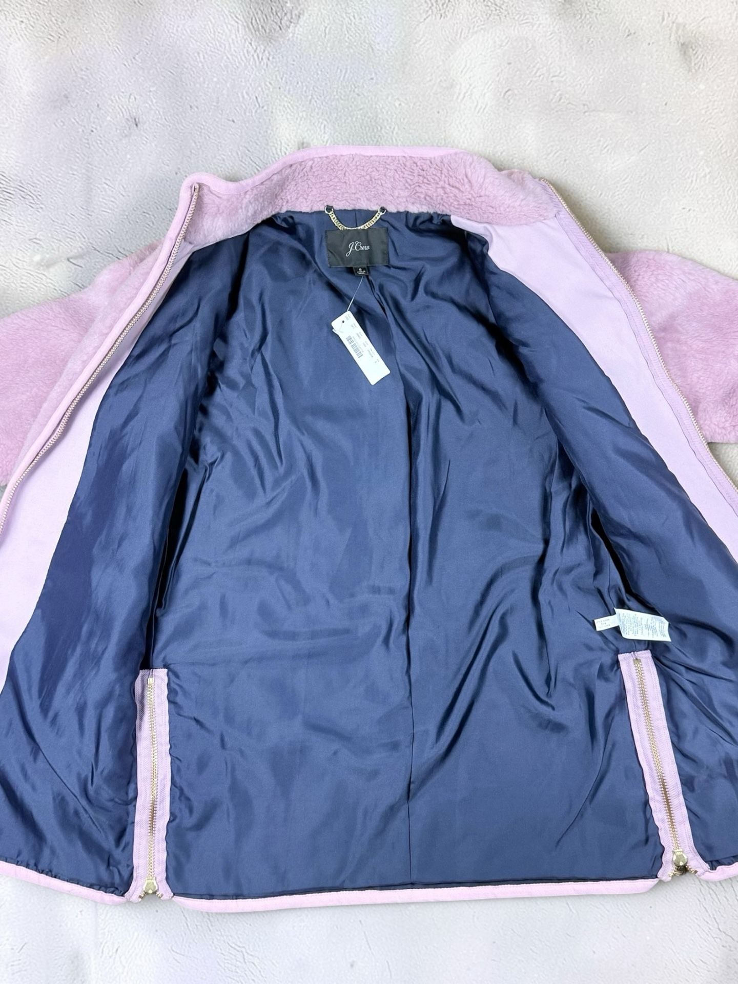 Women’s J.Crew Zip-Up Teddy Fleece Coat Jacket Purple Brand New With tags Sz S 9