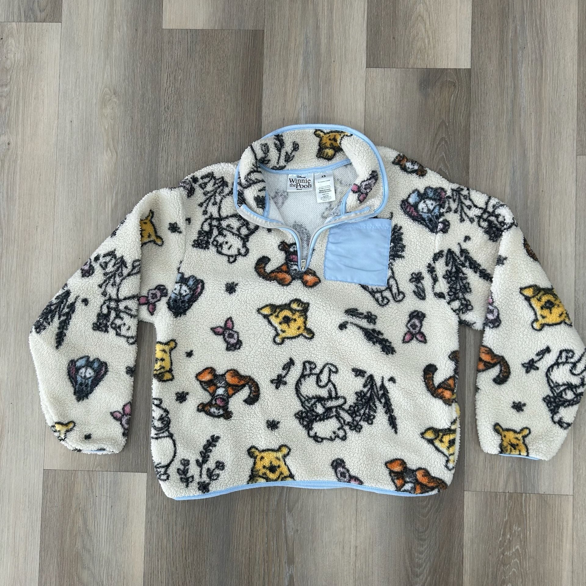 Disney Winnie The Pooh Fleece Size XS Quarter Zip Pullover 1