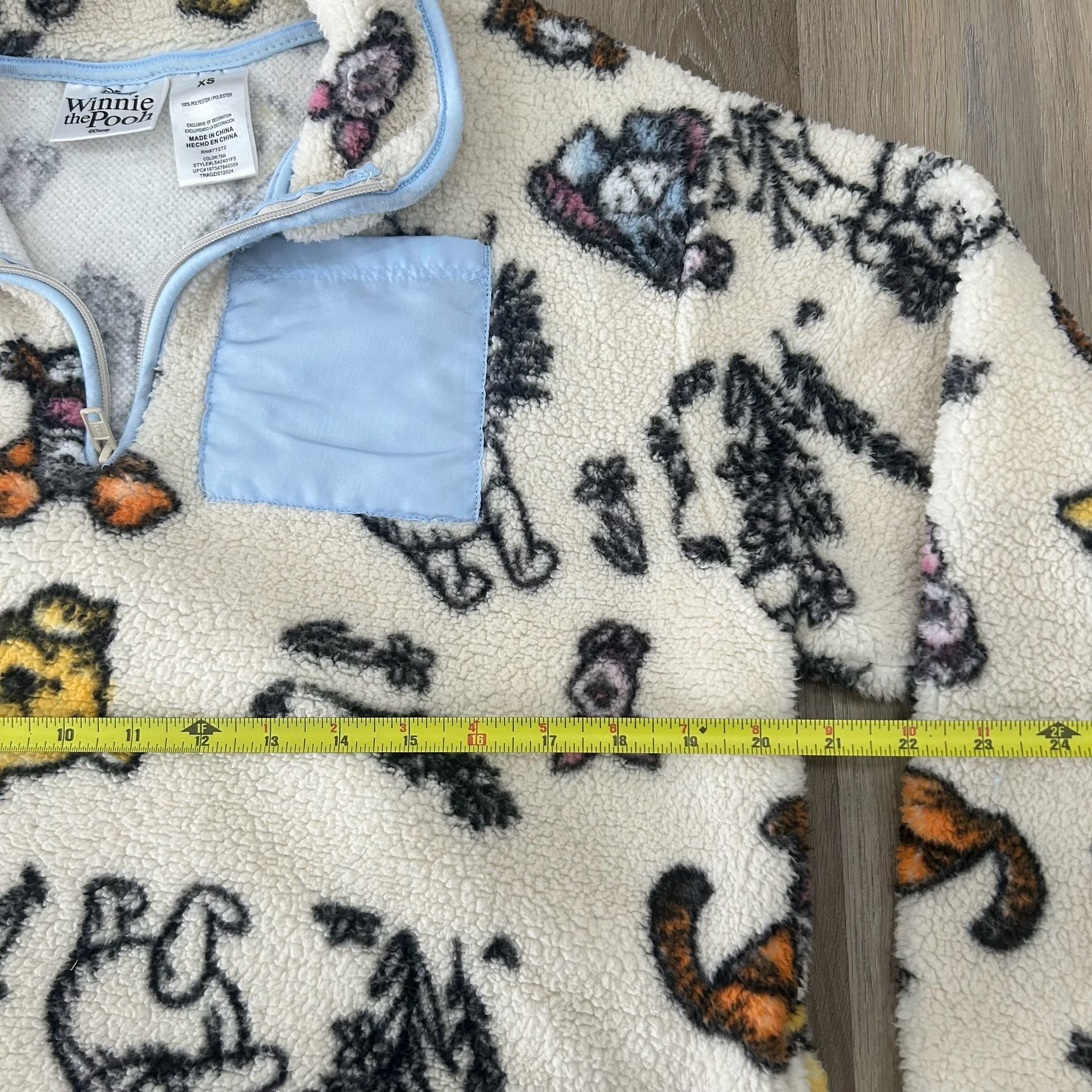 Disney Winnie The Pooh Fleece Size XS Quarter Zip Pullover 5