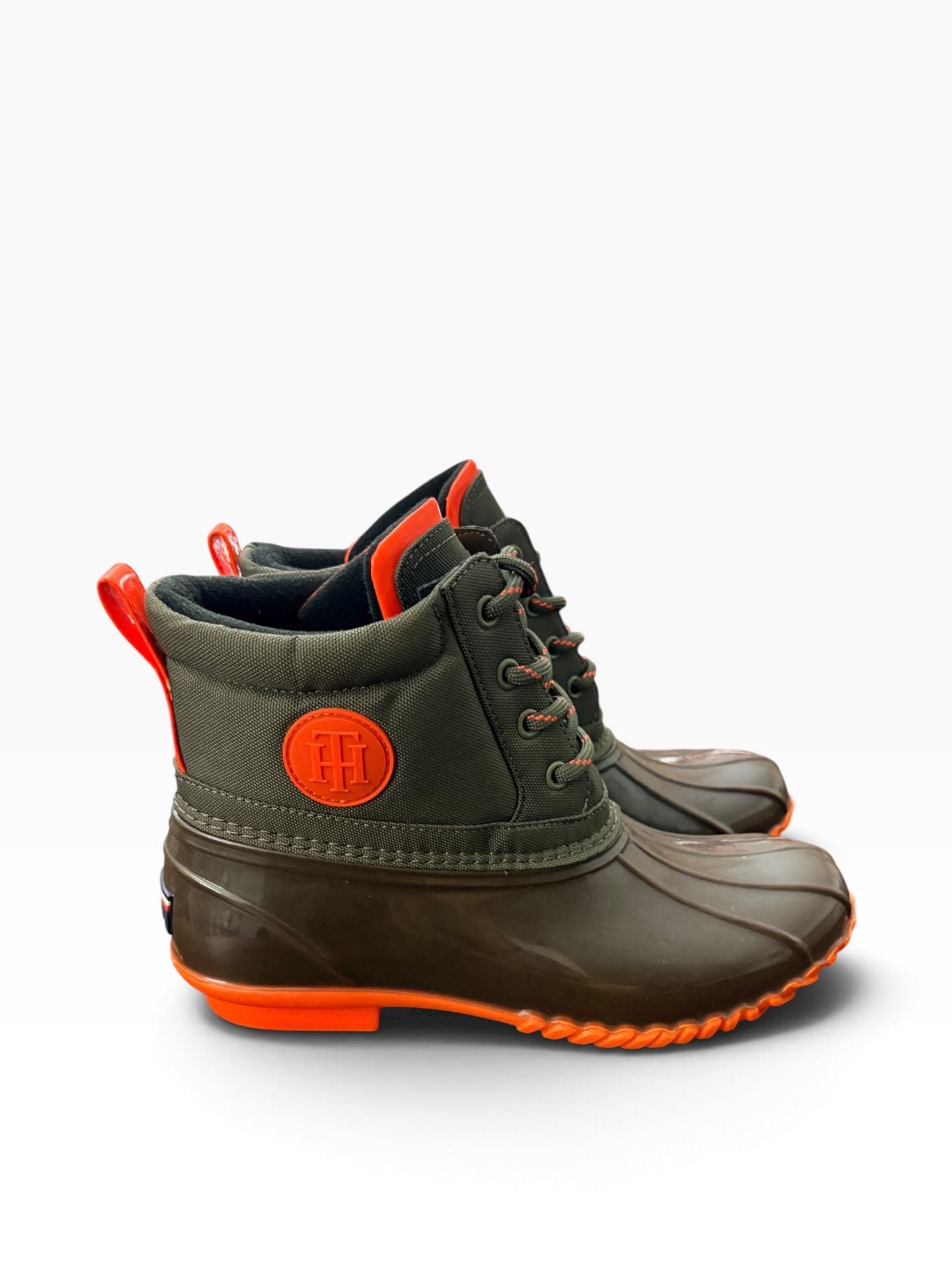 Tommy Hilfiger Twhilen-M Duck Boots Size 8M Olive Green Orange Rain Snow 3