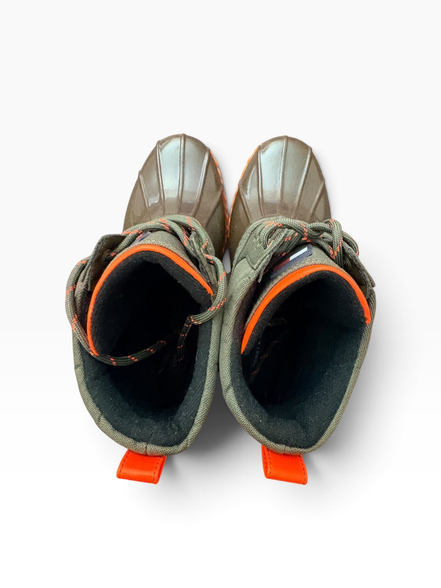 Tommy Hilfiger Twhilen-M Duck Boots Size 8M Olive Green Orange Rain Snow 11