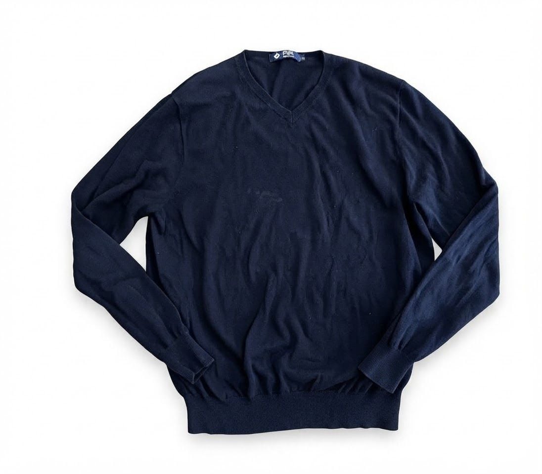 J.Crew V-Neck Sweater Size L Navy Blue 100% Cotton Pullover 2