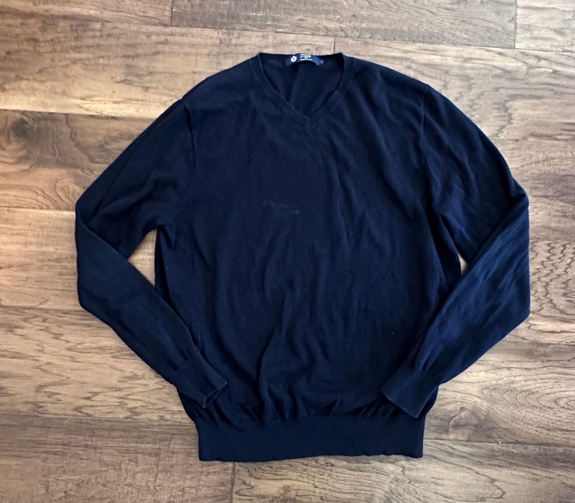 J.Crew V-Neck Sweater Size L Navy Blue 100% Cotton Pullover 3