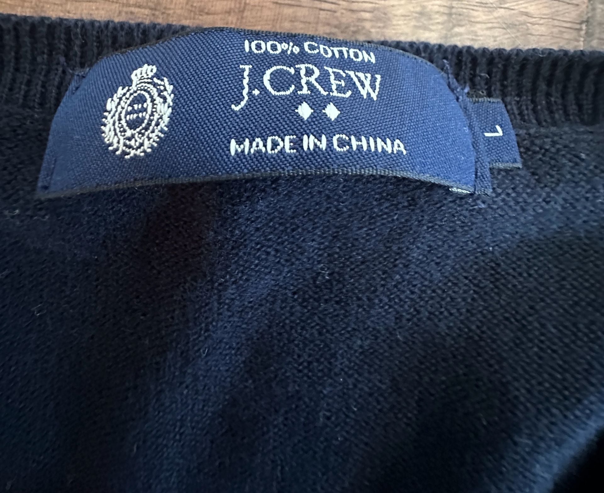 J.Crew V-Neck Sweater Size L Navy Blue 100% Cotton Pullover 4