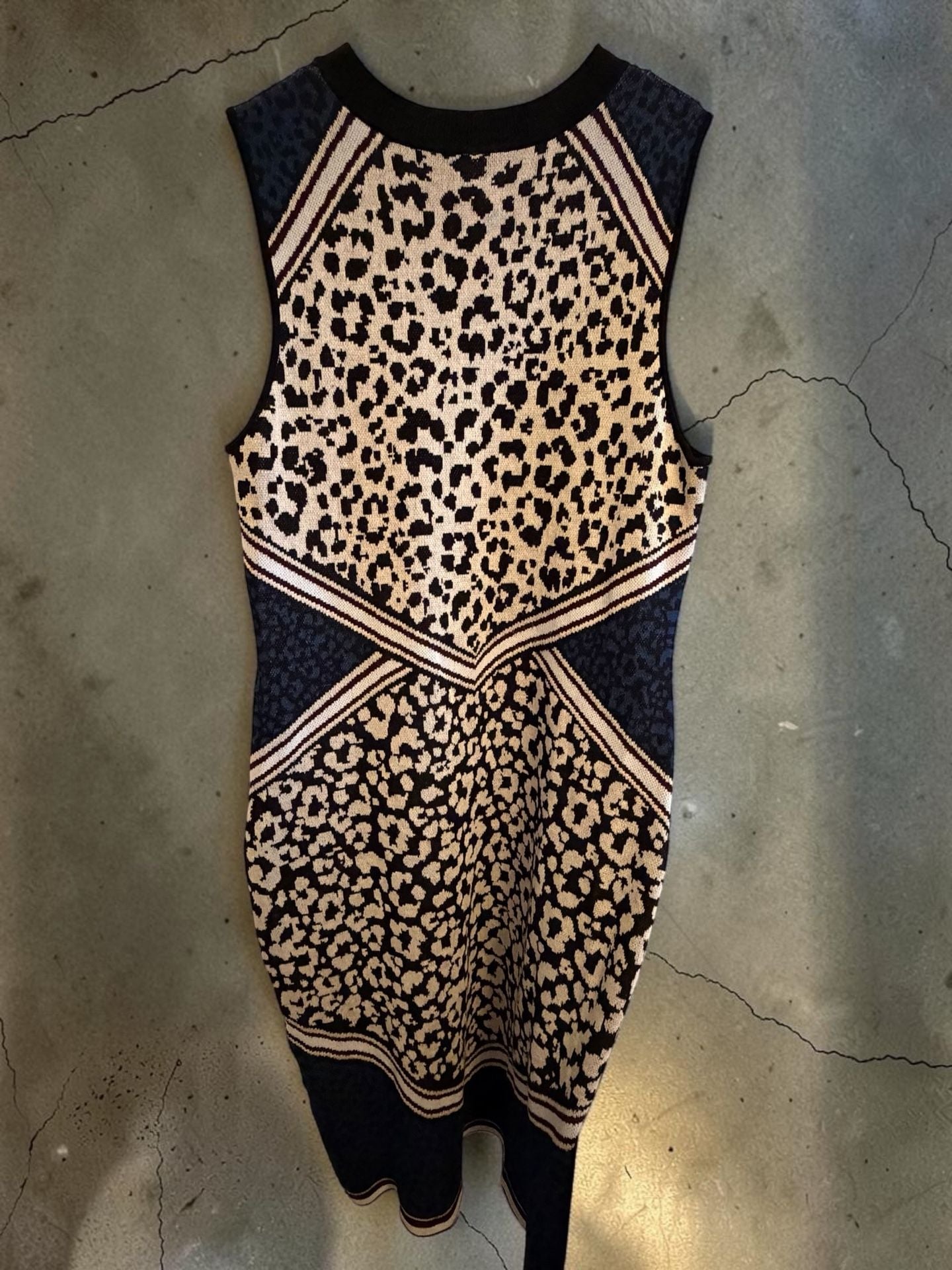 Vince Camuto Animal Print Sweater Dress Size XL Sleeveless Knit 3