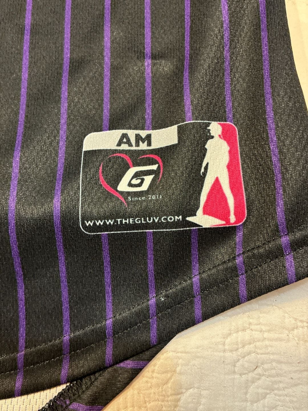 The Gluv Grapettes Pinstripe Softball Jersey 13 Black Purple 3