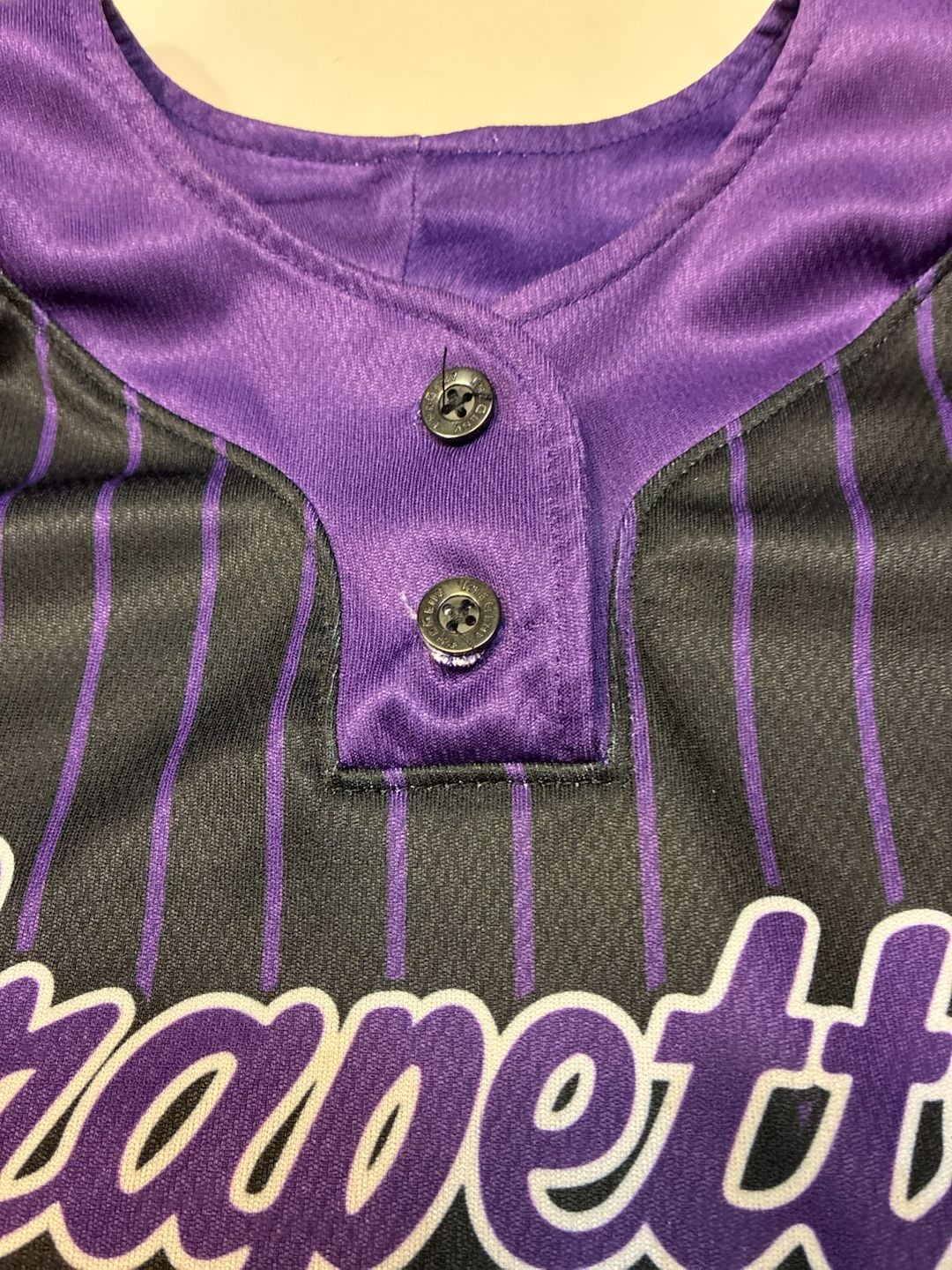 The Gluv Grapettes Pinstripe Softball Jersey 13 Black Purple 6