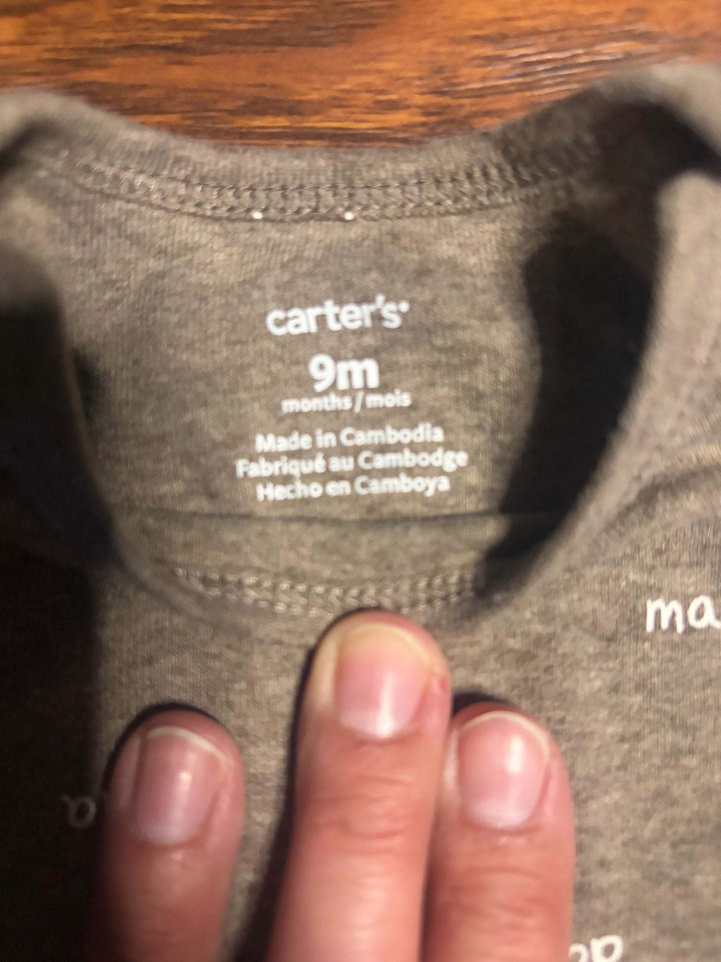 Carter's Bodysuit Size 9m Brown Mama Dada Print 3