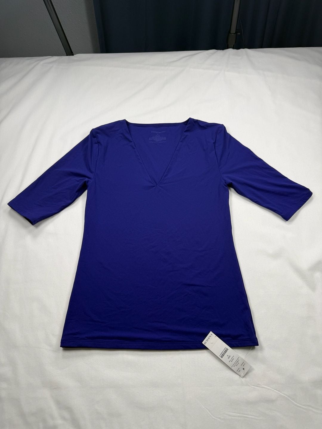 White House Black Market WHBMFORME Half Sleeve Top Size S Midnight Indigo 3