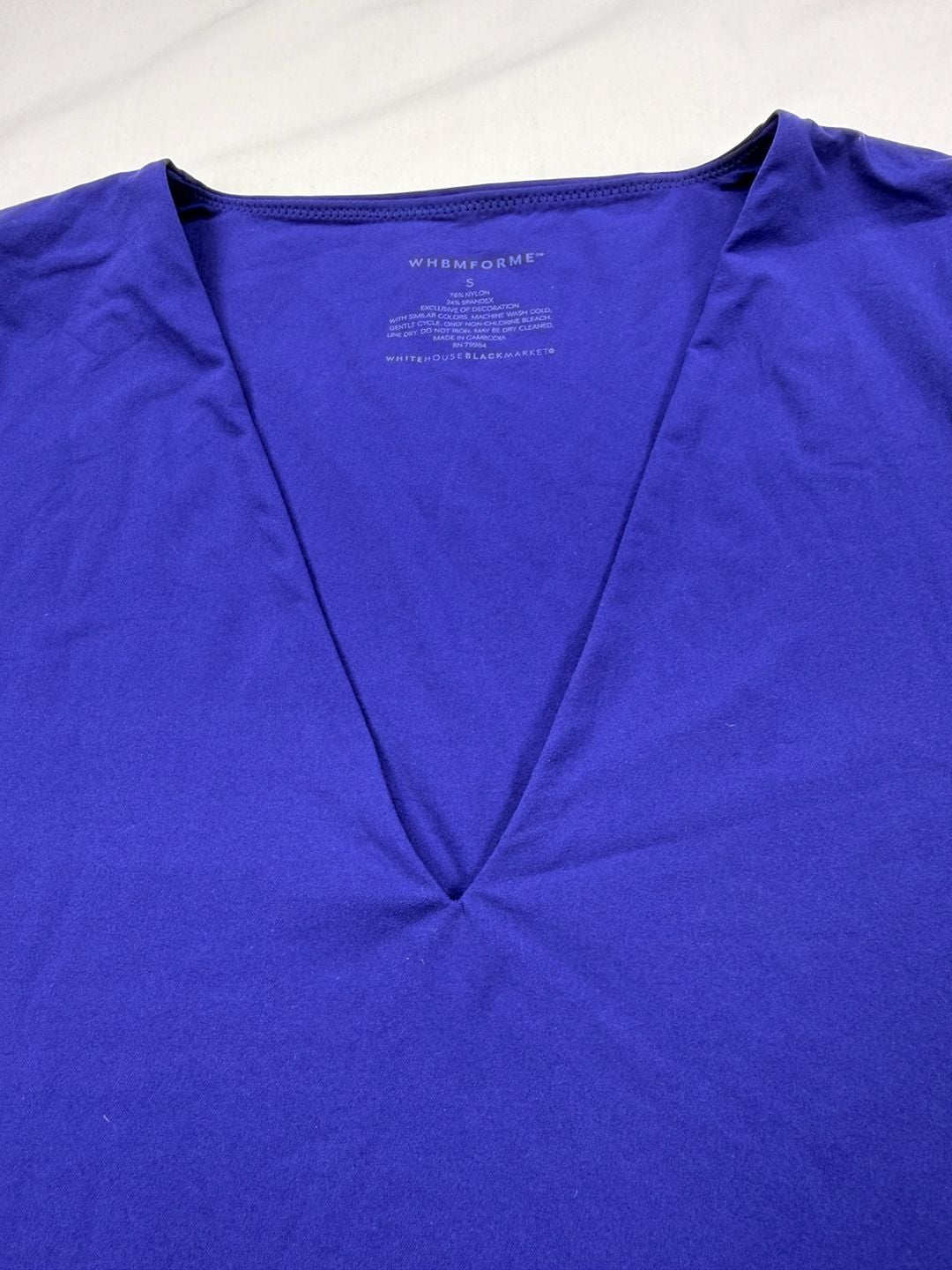 White House Black Market WHBMFORME Half Sleeve Top Size S Midnight Indigo 4