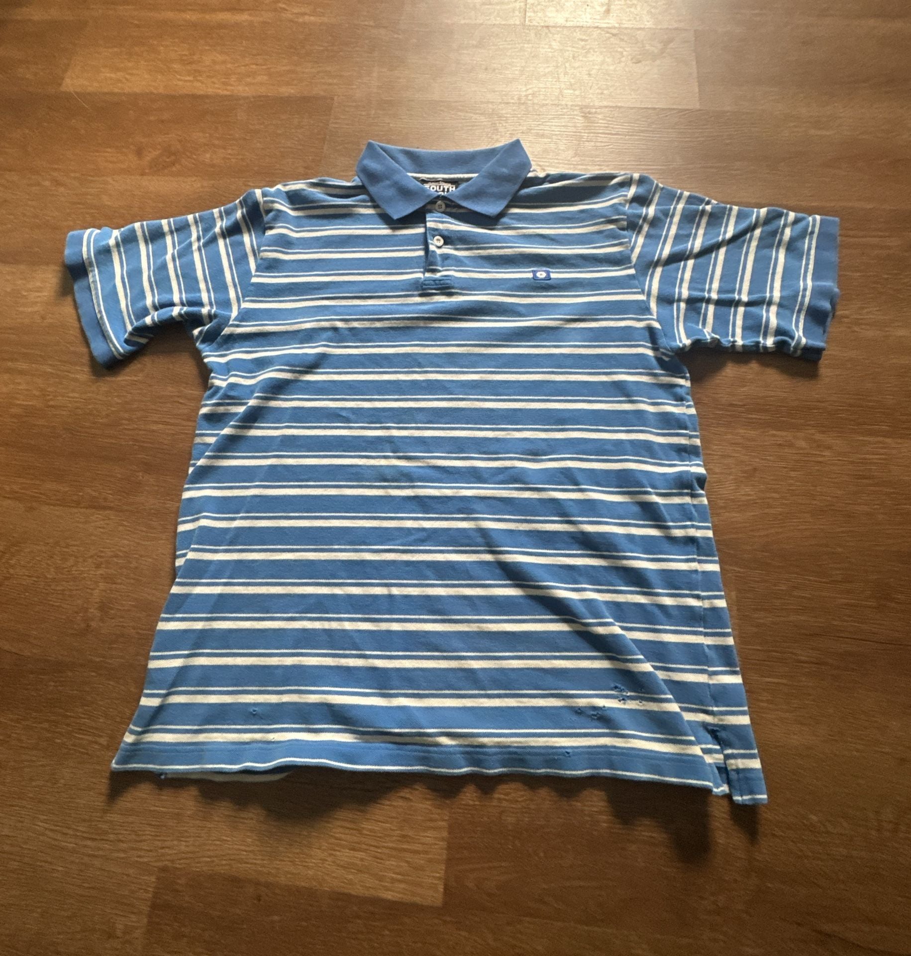 Southpole Striped Polo Shirt Size L Blue White 2