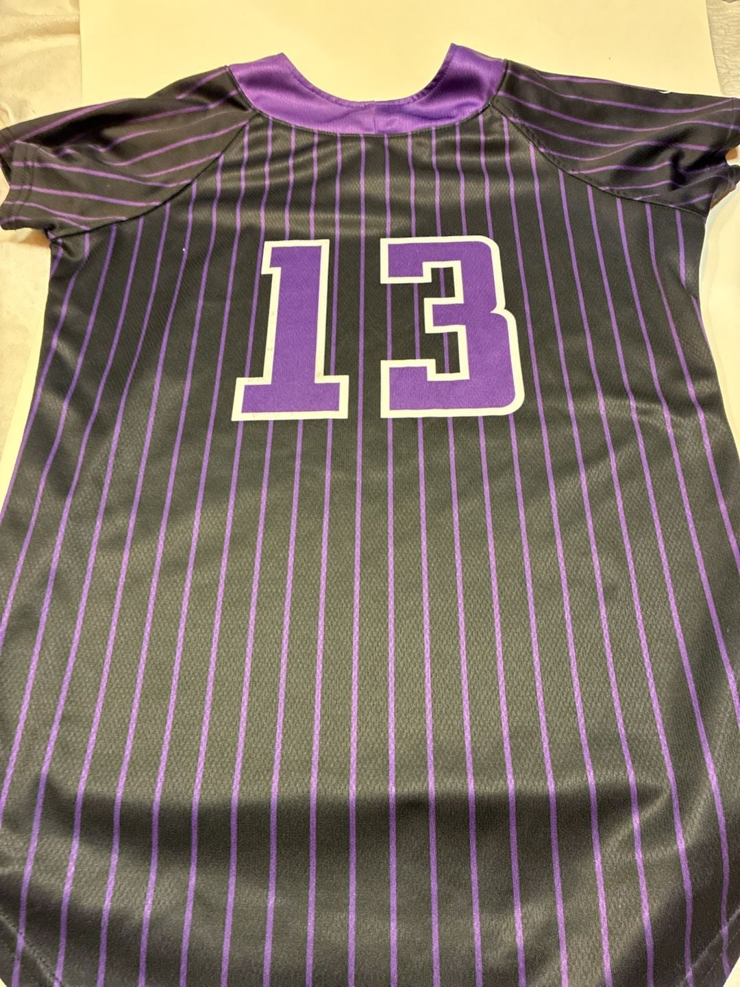The Gluv Grapettes Pinstripe Softball Jersey 13 Black Purple 11