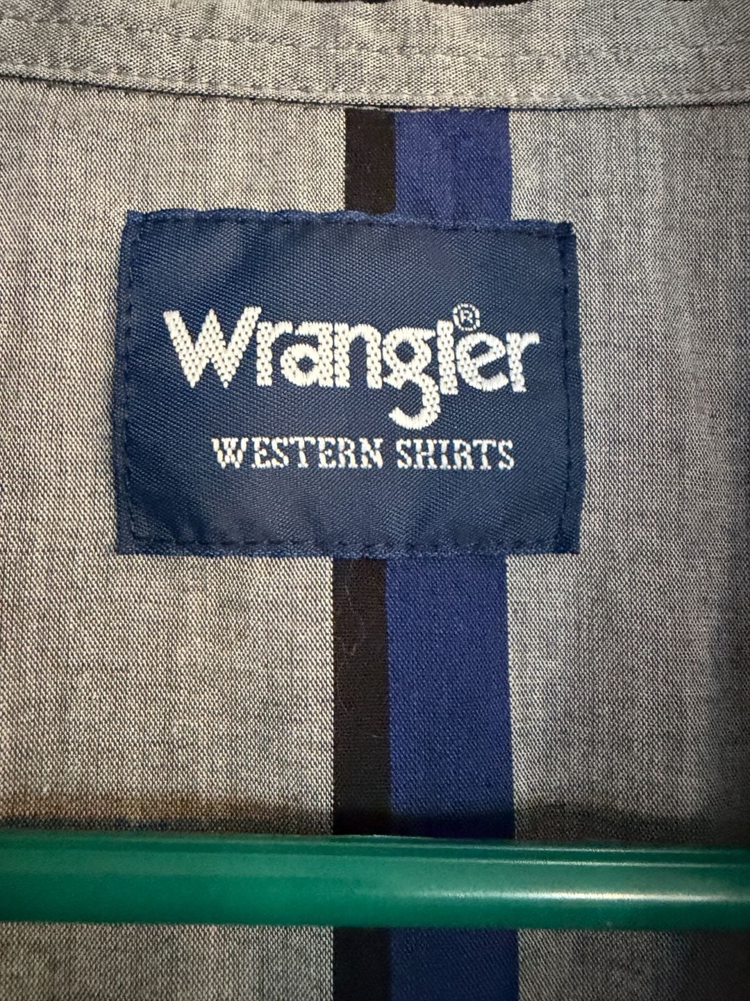 Wrangler Western Shirt Size 3X Gray Blue Stripe Pearl Snap Long 4