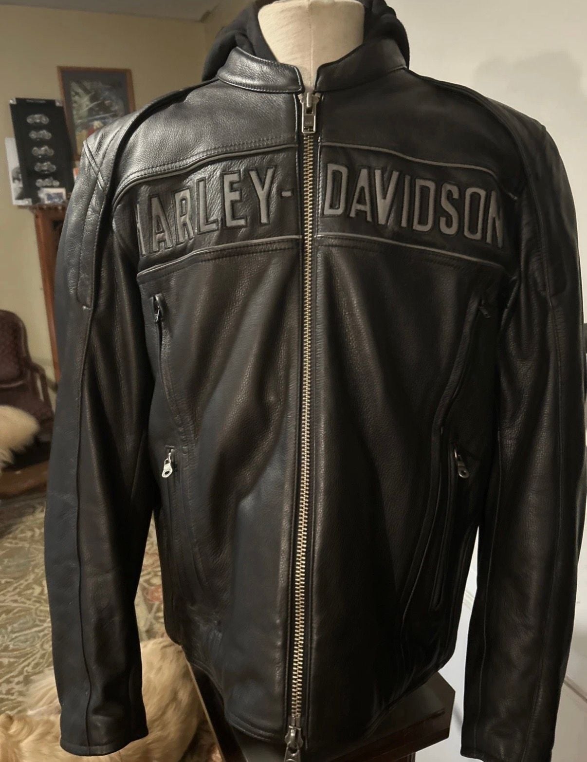 3-in-1 Harley Davidson Leather Motorcycle Jacket REFLECTIVE 4