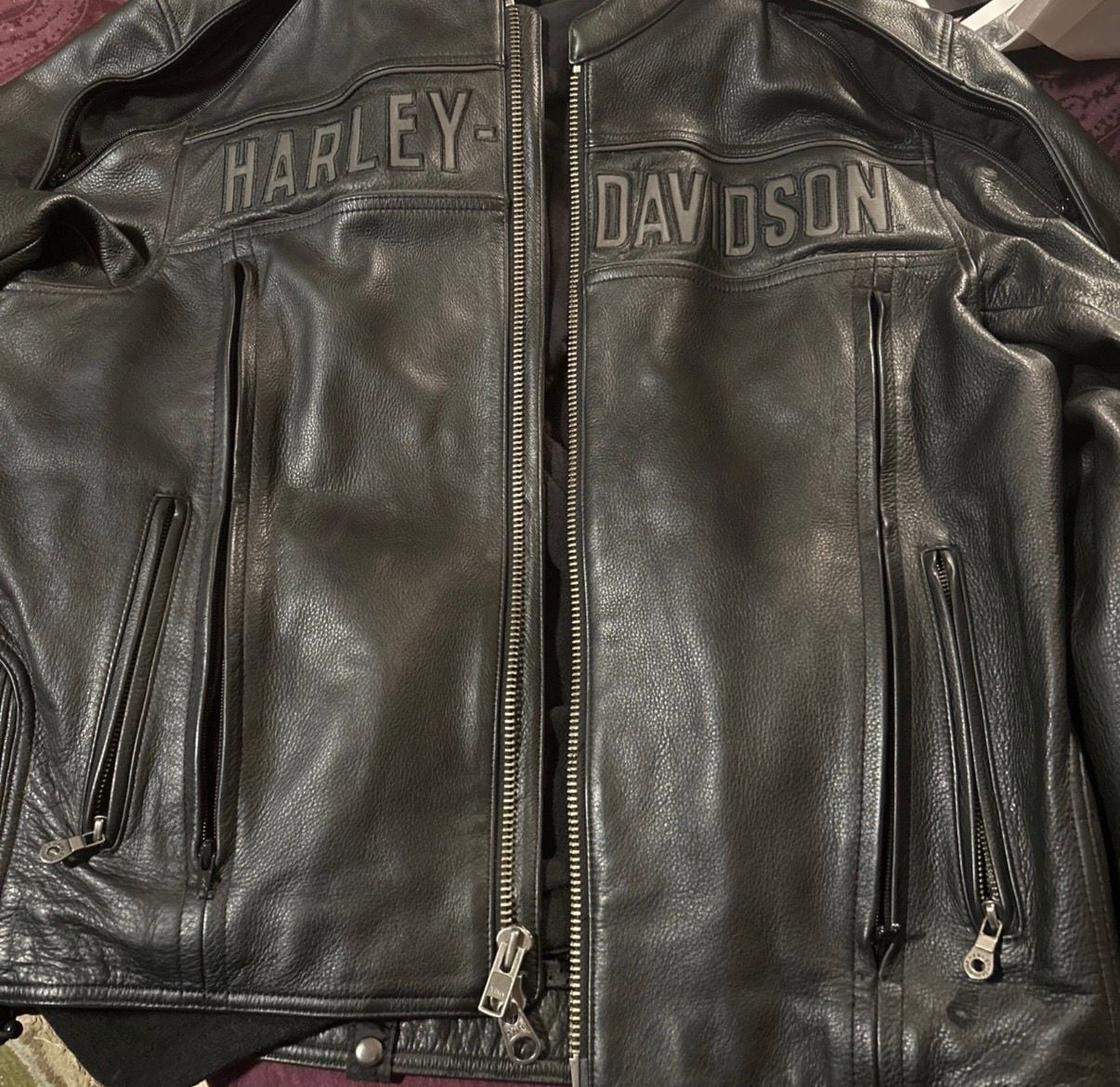 3-in-1 Harley Davidson Leather Motorcycle Jacket REFLECTIVE 10