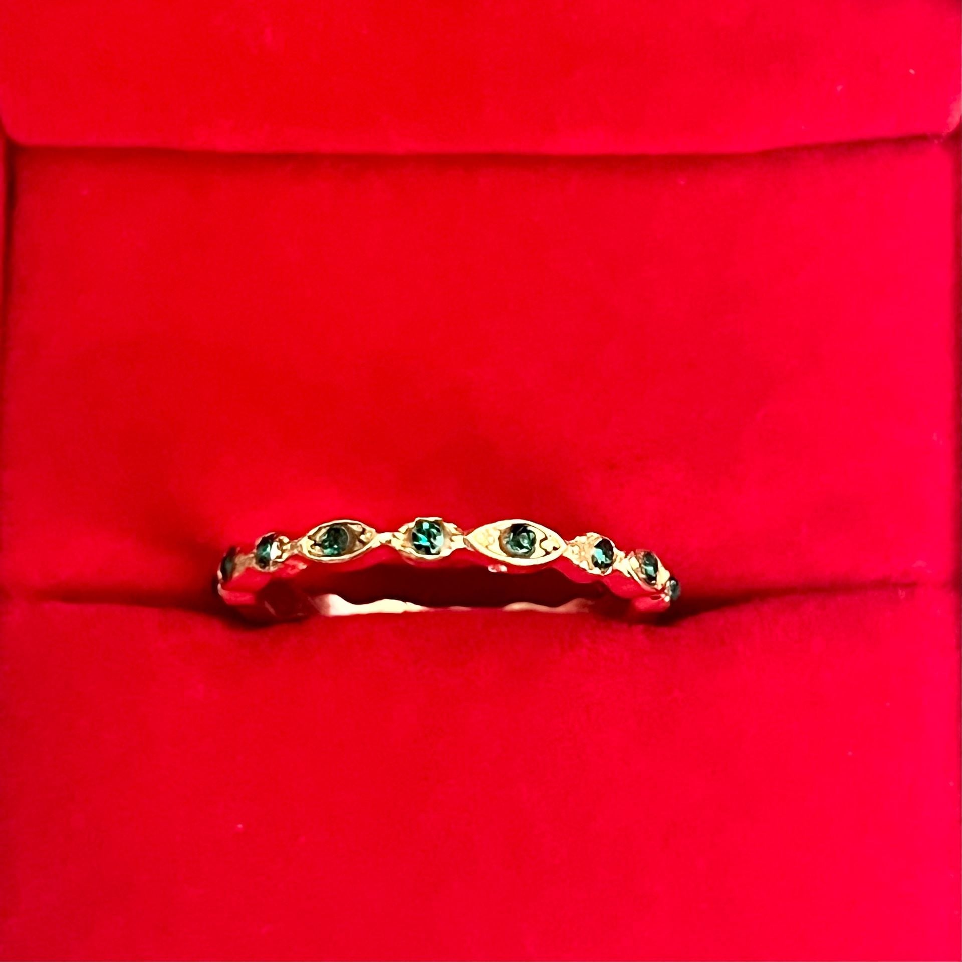 Marquise Cut Green Sapphire Eternity Band Size 8 2