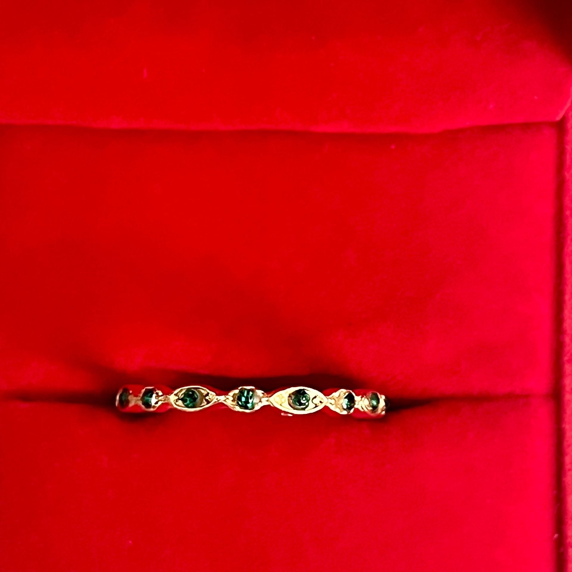Marquise Cut Green Sapphire Eternity Band Size 8 4