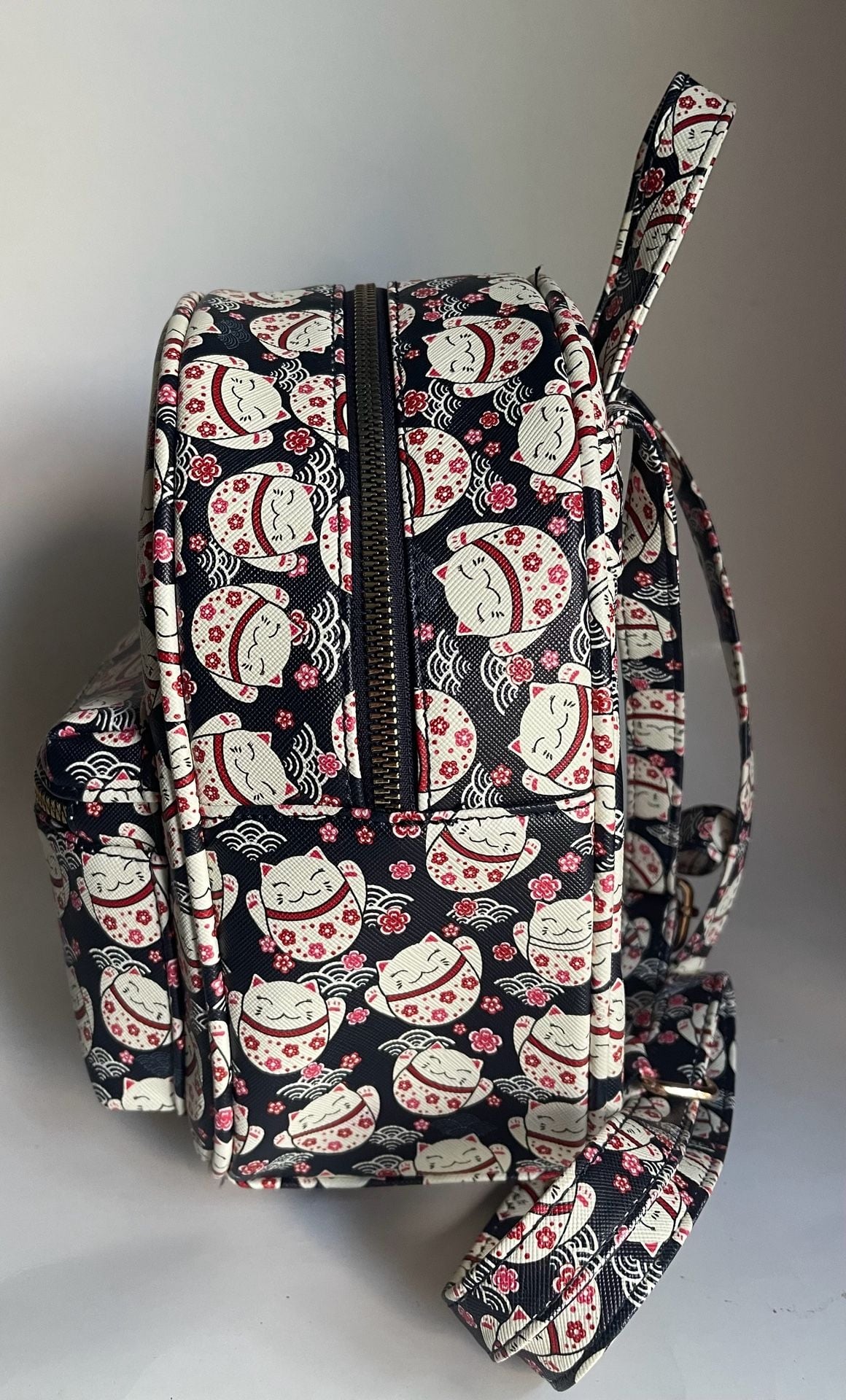 Under One Sky Maneki Neko Lucky Cat Print Mini Backpack Black 3