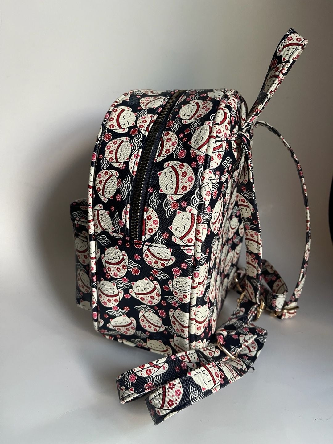 Under One Sky Maneki Neko Lucky Cat Print Mini Backpack Black 6