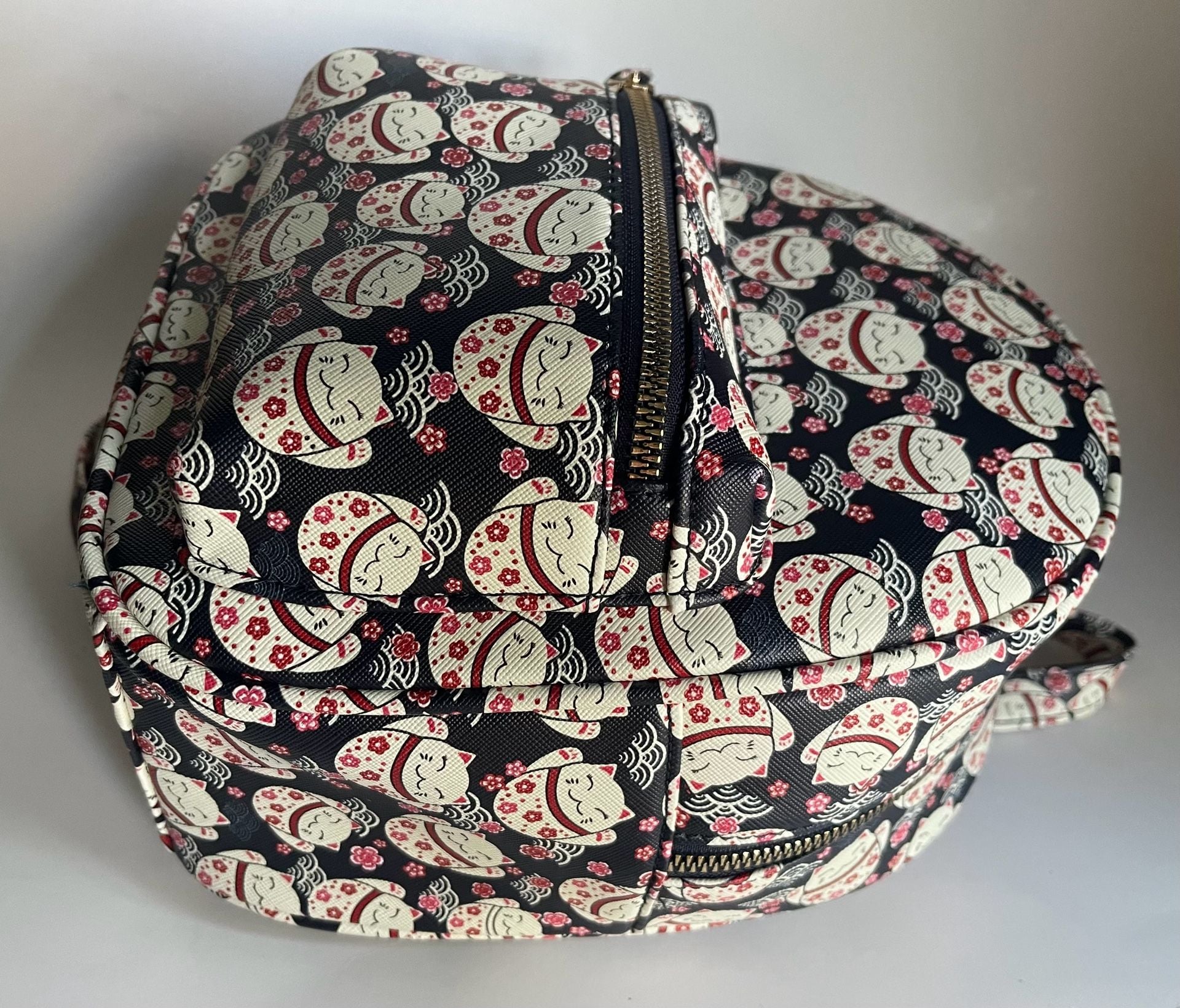 Under One Sky Maneki Neko Lucky Cat Print Mini Backpack Black 7