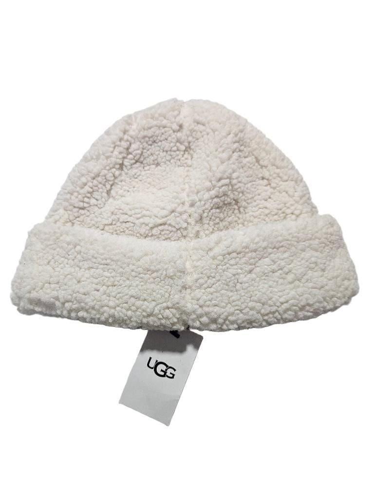 UGG Sherpa Faux Fur Cuff Beanie White One Size Hat 3