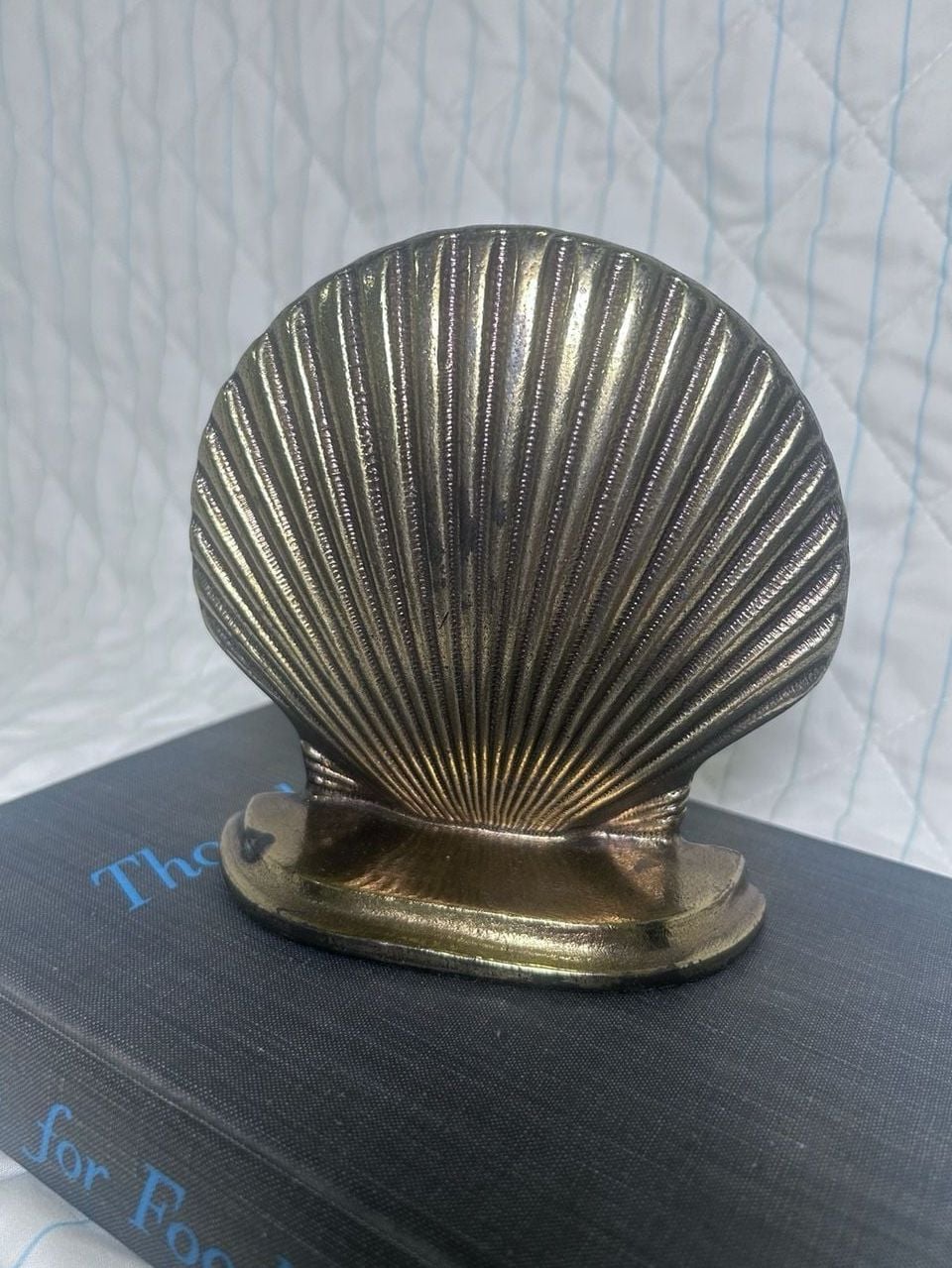 Vintage Brass Scallop Shell Bookend Single Heavy Metal Decor 1