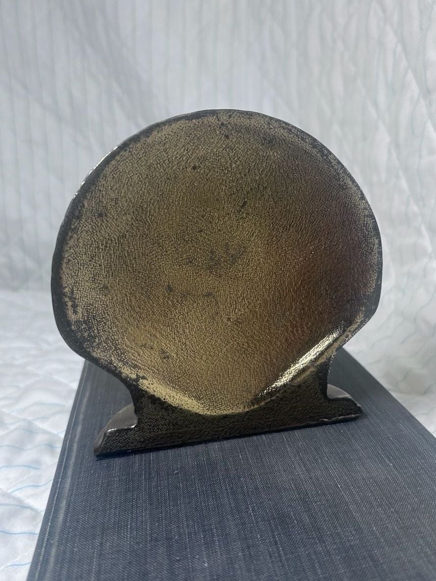 Vintage Brass Scallop Shell Bookend Single Heavy Metal Decor 3