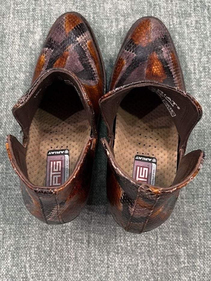 Ariat Dixon Western Boot Size 7 Brown Snake Print Leather Women’s 11