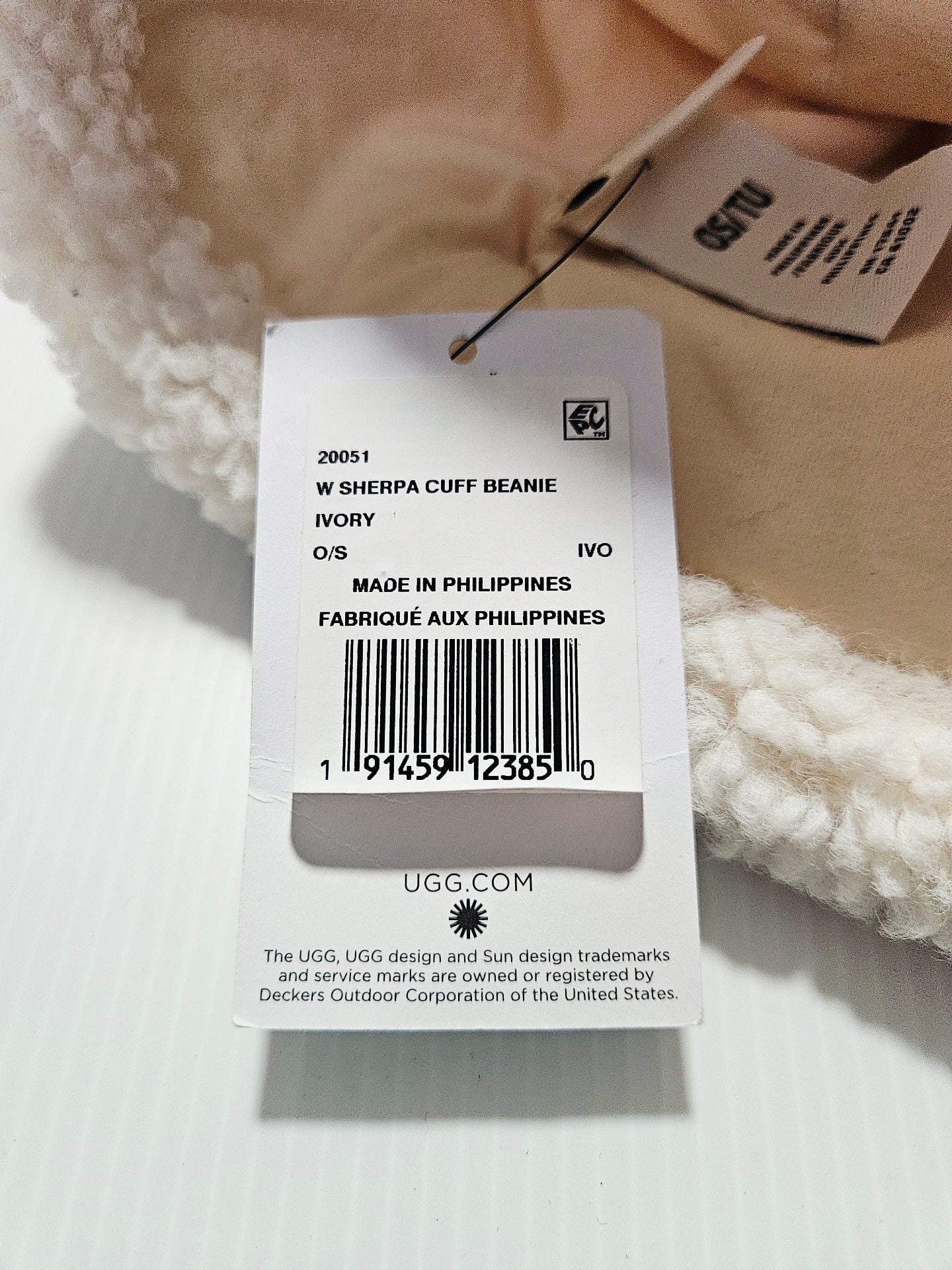 UGG Sherpa Faux Fur Cuff Beanie White One Size Hat 7