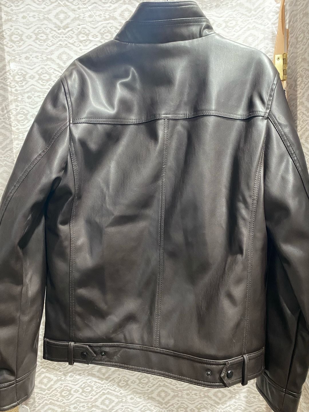 Calvin Klein Faux Leather Moto Jacket Brown 4