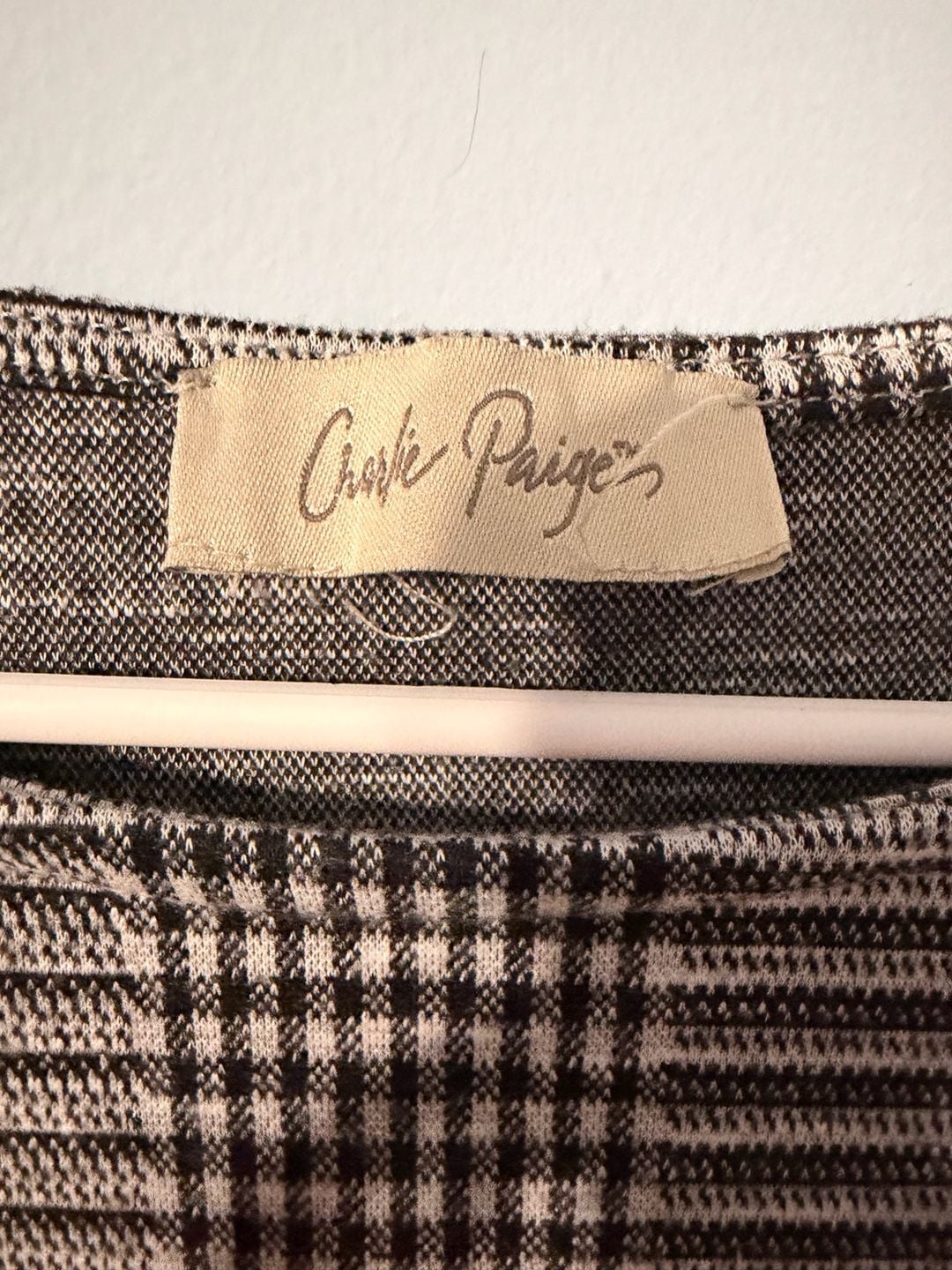 Charlie Paige Tunic Top Black White Houndstooth Plaid Long Sleeve 4