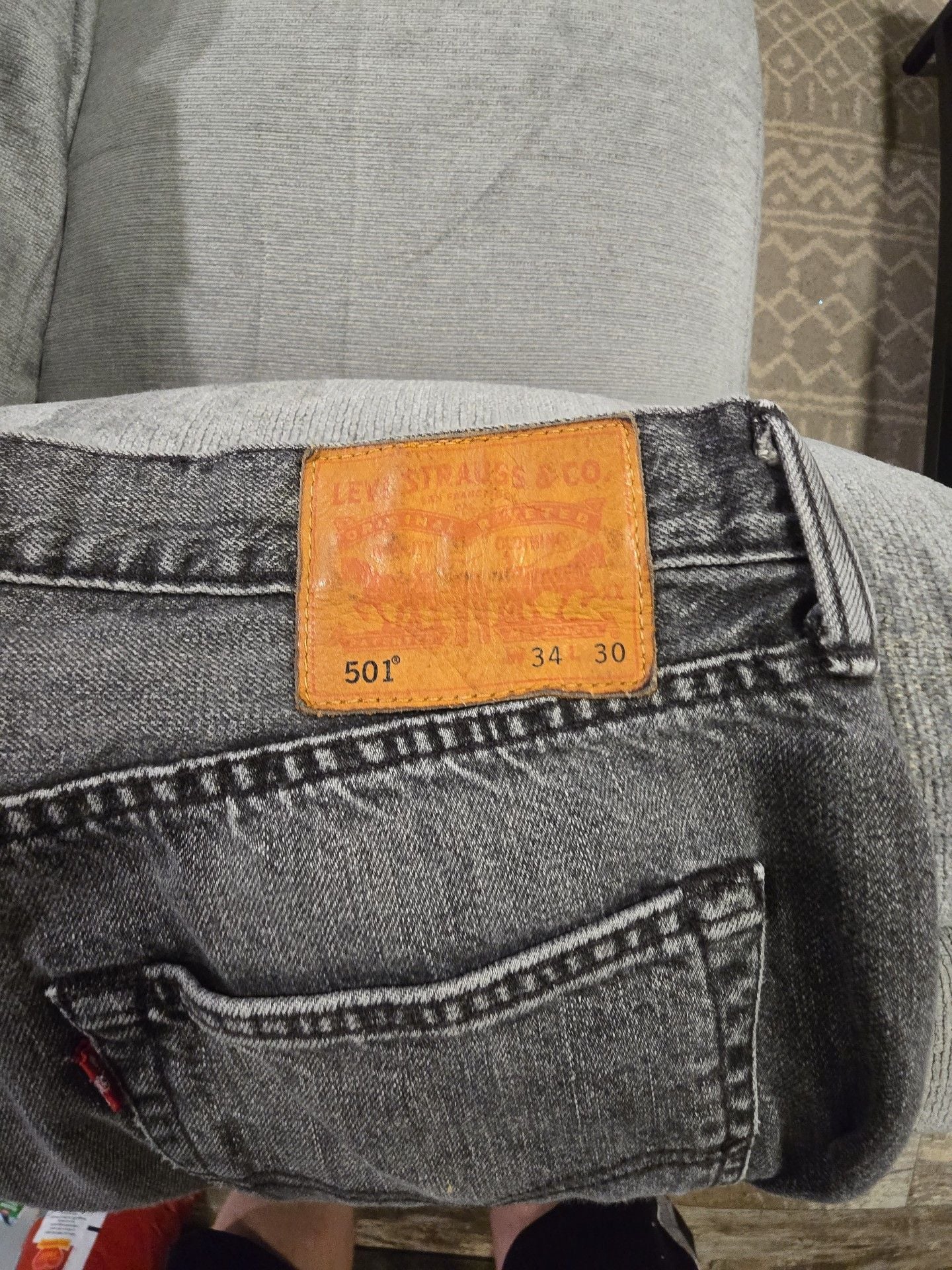 Levi's 501 Original Fit Jeans Size 34x30 Black Acid Wash Straight Leg 1