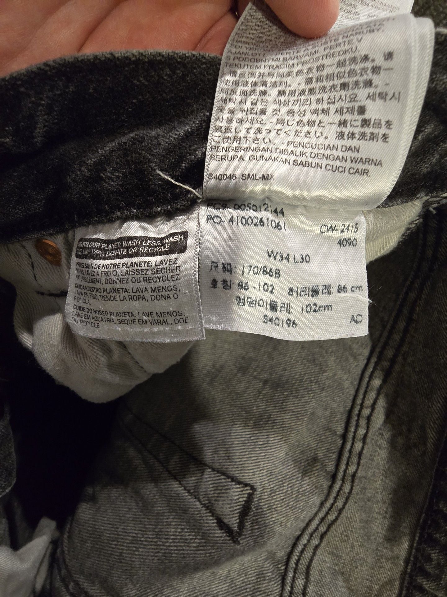 Levi's 501 Original Fit Jeans Size 34x30 Black Acid Wash Straight Leg 2