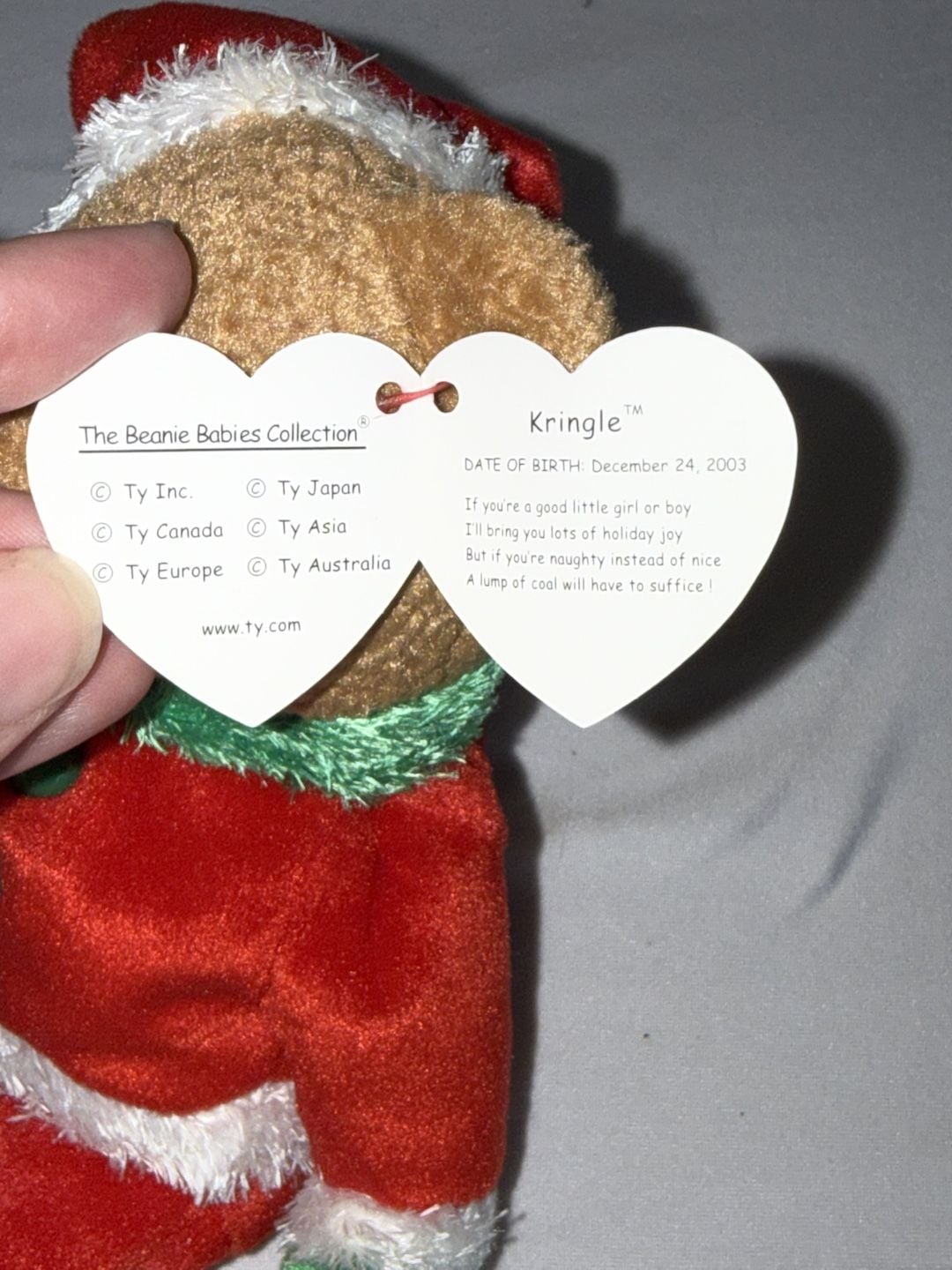 Ty Beanie Baby Kringle The Santa Bear Christmas Holiday Plush Teddy 2